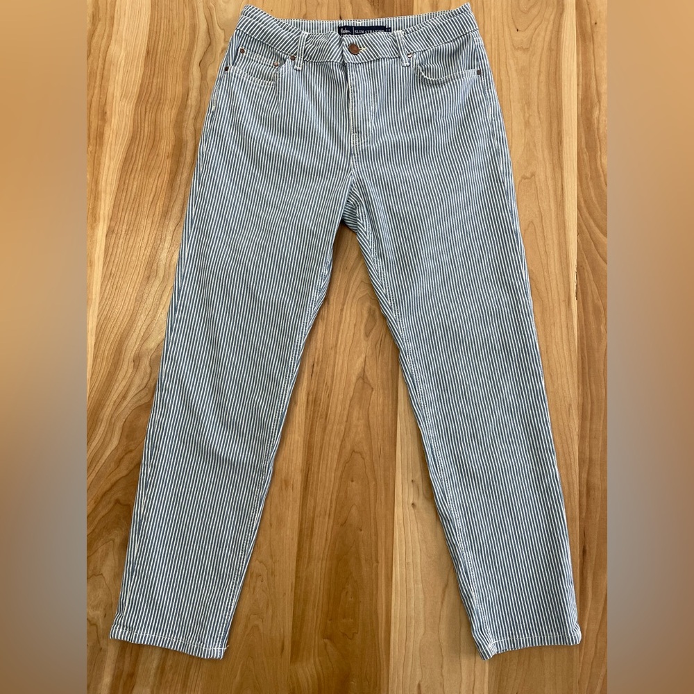 Boden Slim Straight Stretch Jean Women’s 8L Blue Railroad PinStripe Ankle